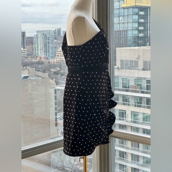 🆕 SELF-PORTRAIT 🧿 NWOT Velvet Diamante One Shoulder Mini Dress, Sz UK 12 US 8 - Picture 6 of 16